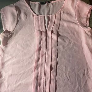 XS Express light pink ruffled professional chic blouse.